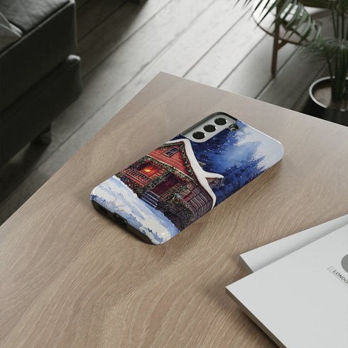 Cozy Christmas Cabin in the Snow - Impact Resistant Phone Case